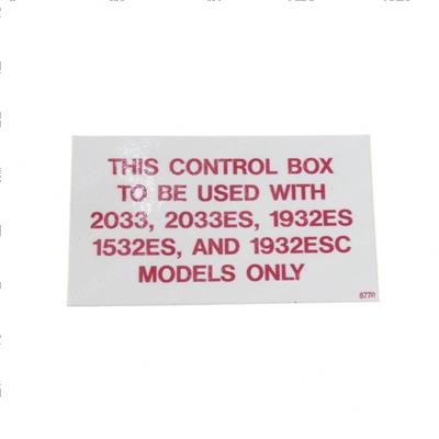 Picture of Decal - Control Box ID 203332