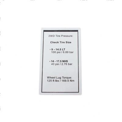 Picture of Decal Tire Pressure