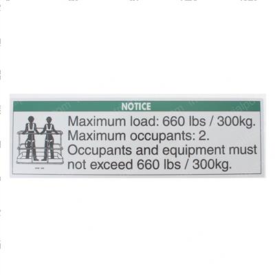 Picture of Decal Notice Max.load 660 Lbs