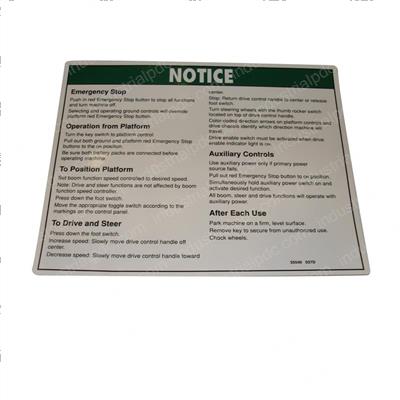 Picture of Decal - Notice Oper Inst Plat