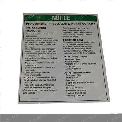 Picture of Decal - Notice Pre-Operation