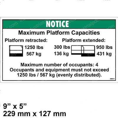 Picture of Decal - Max Load 1250 Lbs
