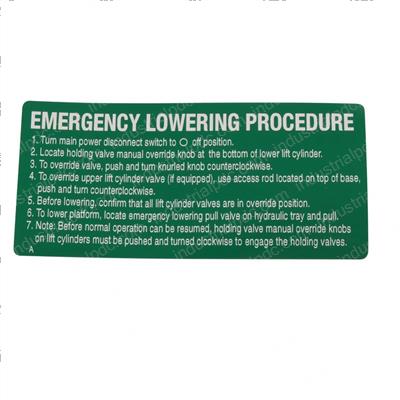 Picture of Decal - Emergency Lowering