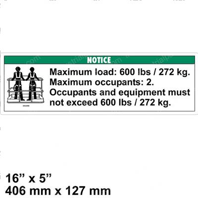 Picture of Decal Notice Max Load 600 Lbs