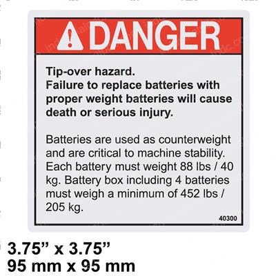 Picture of Decal Danger Tip-Over Battery