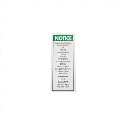 Picture of Decal Notice Deutz Eng Spec