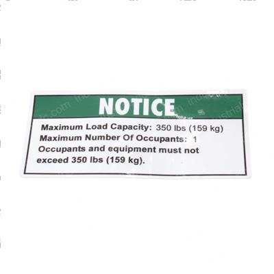 Picture of Decal Notice Load Cap 350