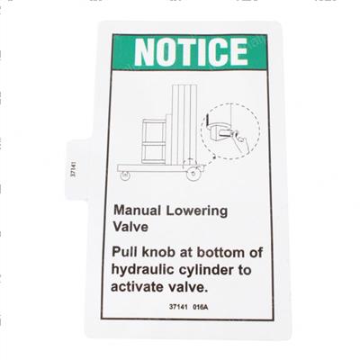 Picture of Decal Notice Manual Lowering
