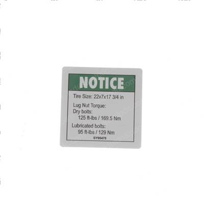 Picture of Decal - Tire Specs
