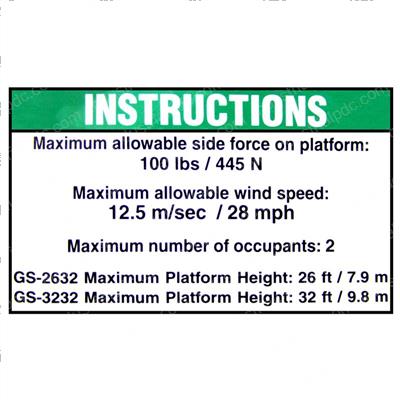 Picture of Decal - Max Side Force 100lbs