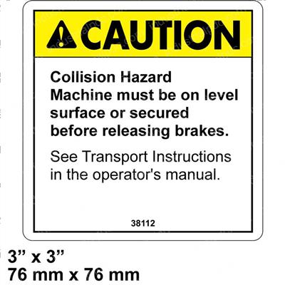 Picture of Decal Caution Brake Release