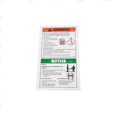 Picture of Decal Warning Adj. Fork Setup