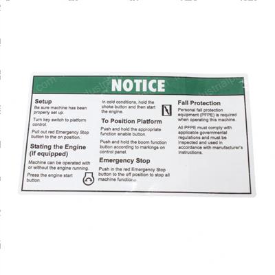 Picture of Decal Notice Oper Inst Platfor