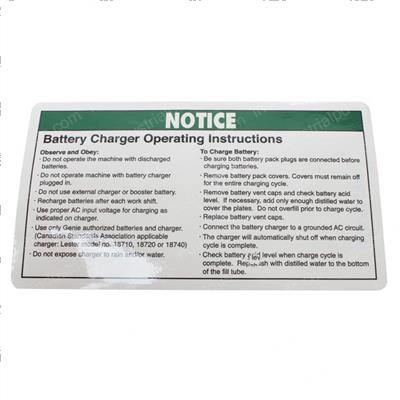 Picture of Decal Notice Charger Instruc