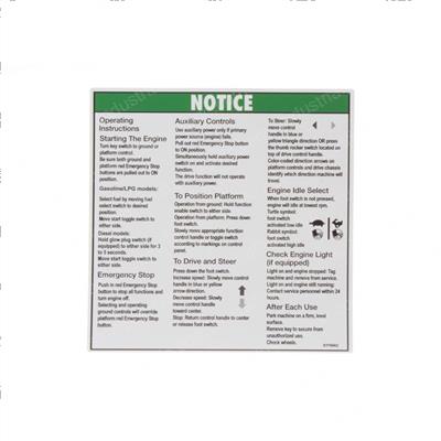 Picture of Decal - Notice Oper Instruction