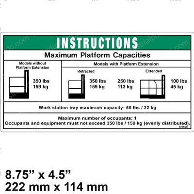 Picture of Decal - Max Capacity 350lbs