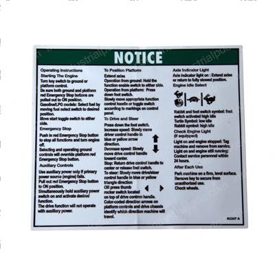 Picture of Decal - Notice Op Instruct Ic