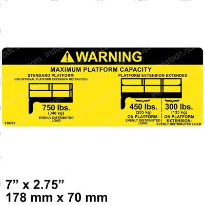 Picture of Decal Warning 750lb Capacity