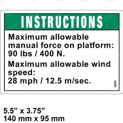 Picture of Decal - Max Force/Wind Speed