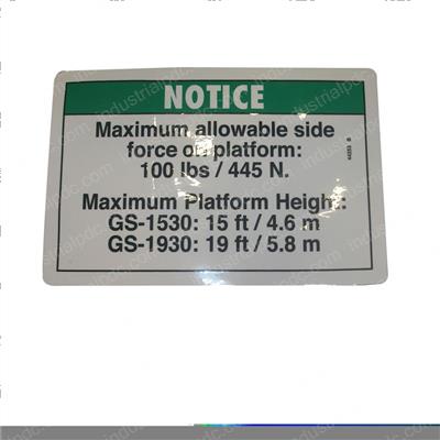 Picture of Decal - Notice Side Force Ansi