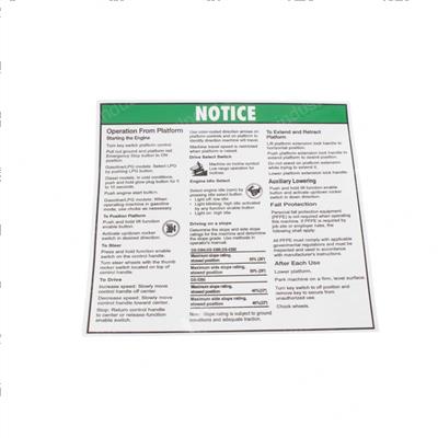 Picture of Decal Notice Op Inst Platform
