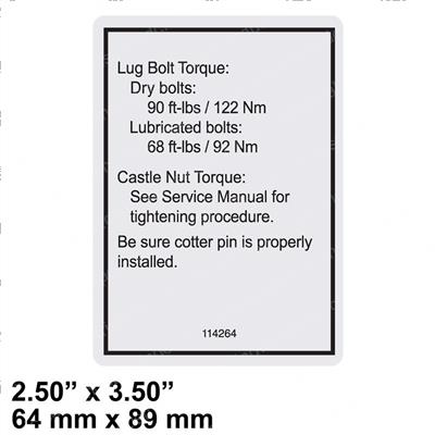 Picture of Decal - Notice Tire Specs