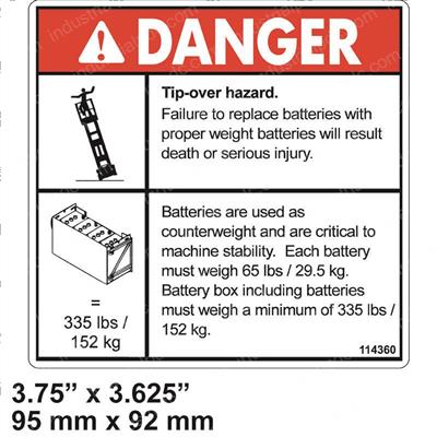 Picture of Decal - Danger Tip Over Battery