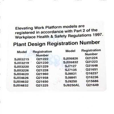 Picture of Decal - Plant Design Reg# Chart