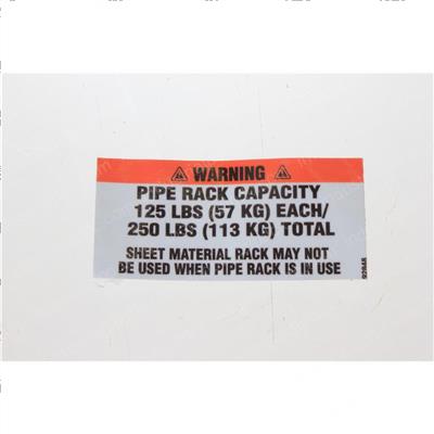 Picture of Decal - Piper Rack Capacity