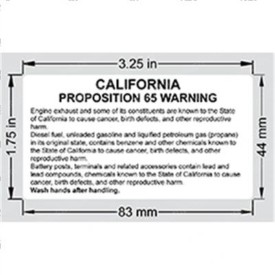 Picture of Decal - Cailf Prop 65 Warning