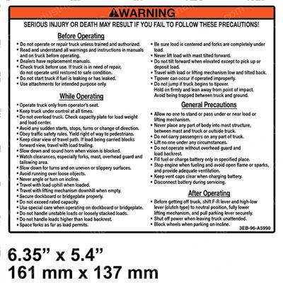 Picture of Decal - Operator Instructions