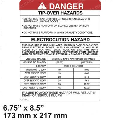 Picture of Label Danger Tip Over
