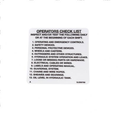 Picture of Operators Checklist Decal