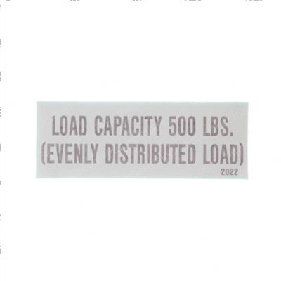 Picture of Decal - Load Capacity 500 Lbs.