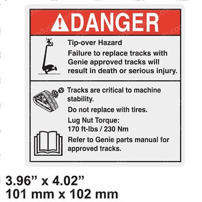 Picture of Decal - Danger Tip-Over Trax