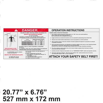 Picture of Decal - Operation Instructions