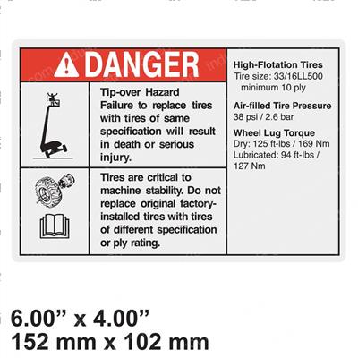 Picture of Decal - Danger Tipover/Tires