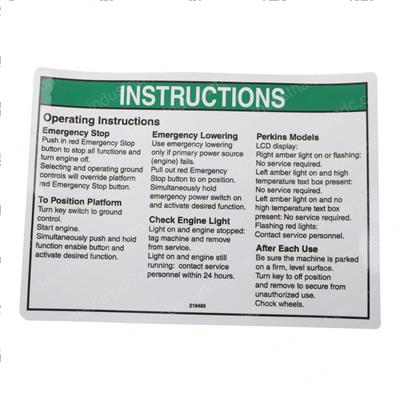 Picture of Decal-Oper Inst- Ground Cont