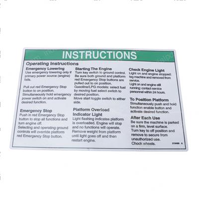Picture of Decal-Op Inst-Ground-Aus