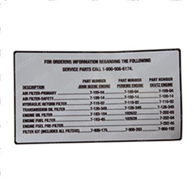 Picture of Decal - Filter Guide