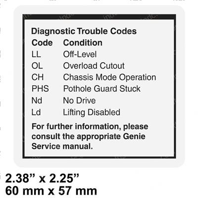 Picture of Decal-Label-Fault Codes
