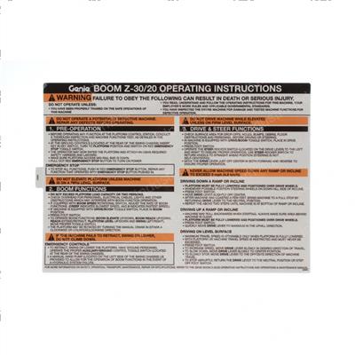 Picture of Decal - Operating Instructns Z3