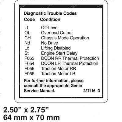 Picture of Decal - Fault Codes 69dc