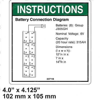 Picture of Decal - Batt Conn Diagram J305