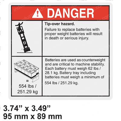 Picture of Decal - Danger Tip Over Batt T1