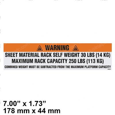 Picture of Decal - Warning Sheet Rack