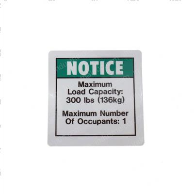Picture of Decal Max. Capacity 300 Lbs
