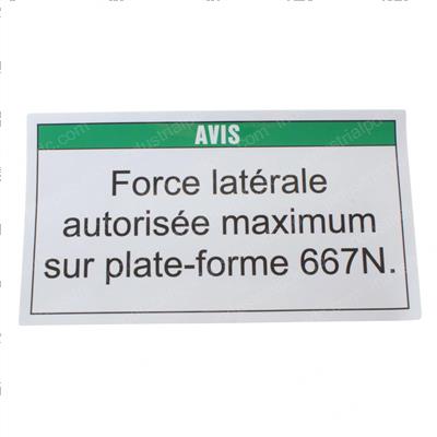 Picture of Decal Notice Max Side Force