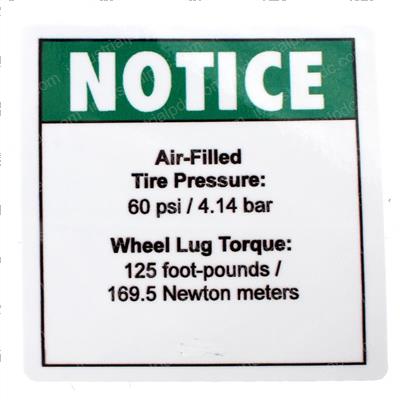 Picture of Decal Notice Tire Pressure