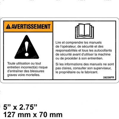 Picture of Decal - Warn Failure Read Manua